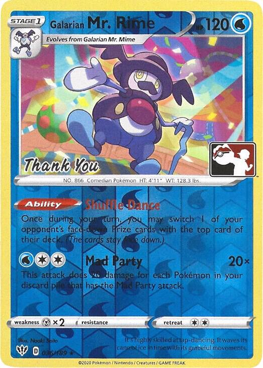 Galarian Mr. Rime - 036/189 (Pokemon League) [Thank You] 036/189 Promo Miscellaneous Cards & Products Pokémon card