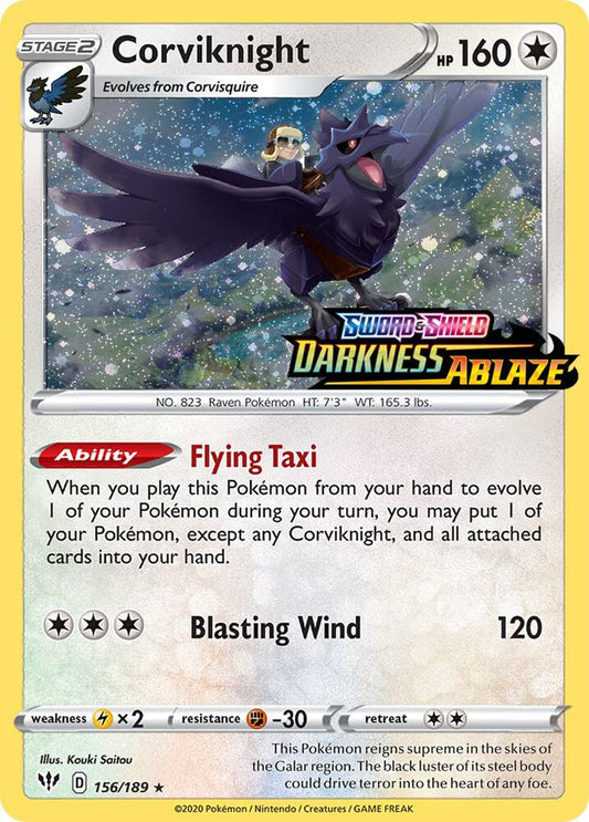 Corviknight - 156/189 (Darkness Ablaze Stamped) 156/189 Promo Miscellaneous Cards & Products Pokémon card