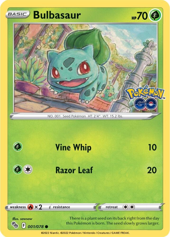 Bulbasaur 001/078 Common Pokemon GO Pokémon card