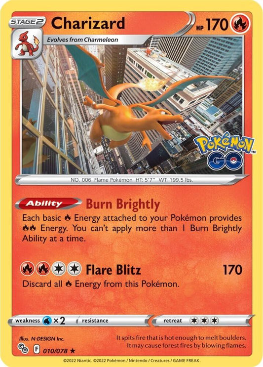 Charizard 010/078 Holo Rare Pokemon GO Pokémon card