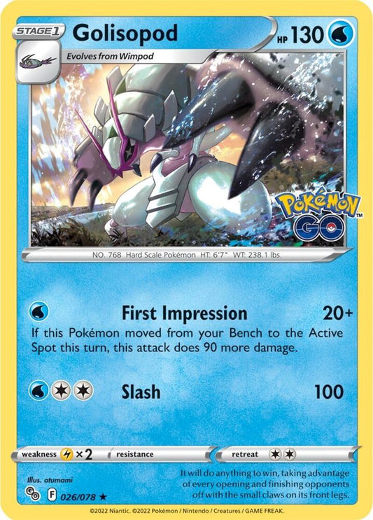 Golisopod 026/078 Holo Rare Pokemon GO Pokémon card