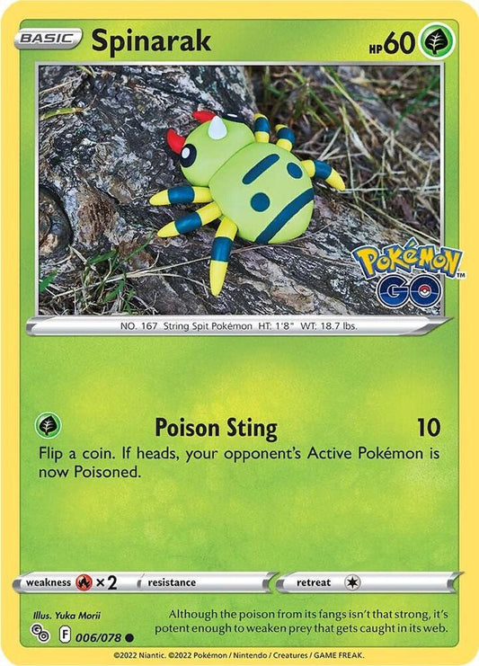 Spinarak 006/078 Common Pokemon GO Pokémon card