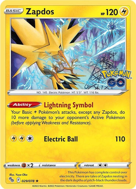 Zapdos 029/078 Holo Rare Pokemon GO Pokémon card