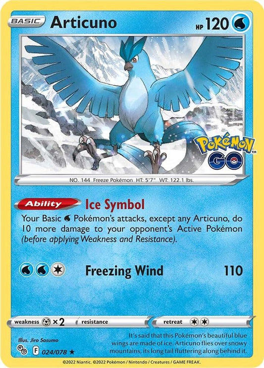 Articuno 024/078 Holo Rare Pokemon GO Pokémon card