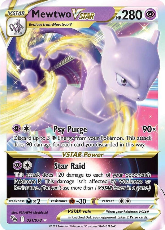 Mewtwo VSTAR 031/078 Ultra Rare Pokemon GO Pokémon card