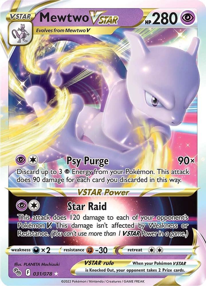 Mewtwo VSTAR 031/078 Ultra Rare Pokemon GO Pokémon card