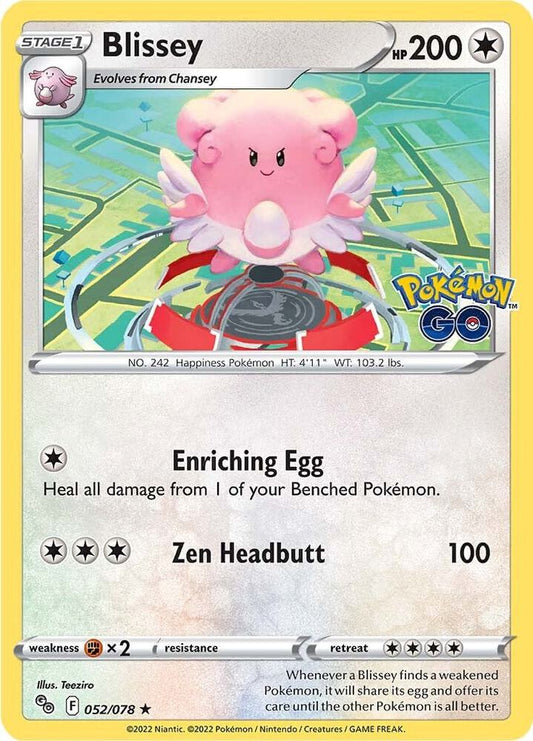 Blissey 052/078 Holo Rare Pokemon GO Pokémon card