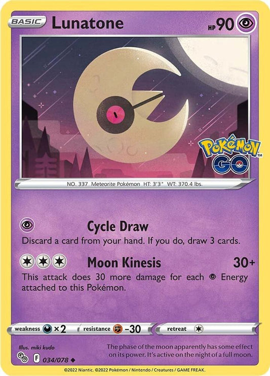 Lunatone 034/078 Uncommon Pokemon GO Pokémon card
