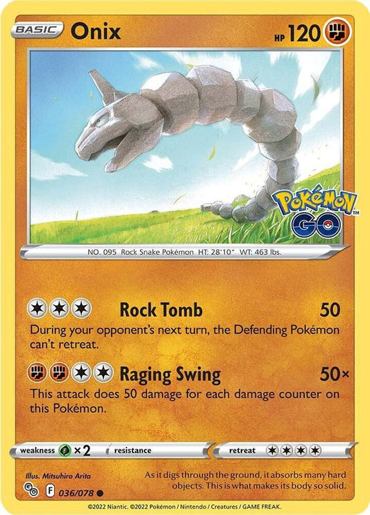 Onix 036/078 Common Pokemon GO Pokémon card