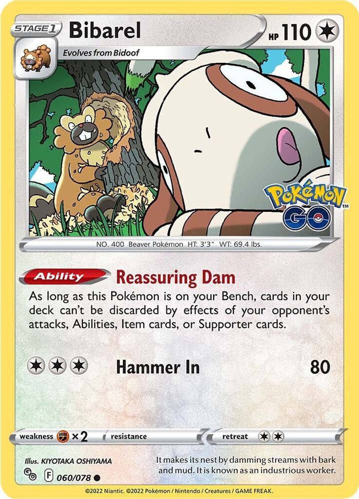 Bibarel 060/078 Common Pokemon GO Pokémon card