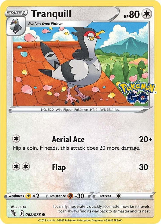 Tranquill 062/078 Common Pokemon GO Pokémon card