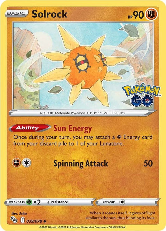 Solrock 039/078 Uncommon Pokemon GO Pokémon card