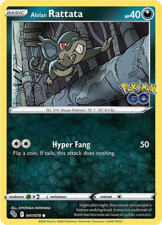 Alolan Rattata 041/078 Common Pokemon GO Pokémon card