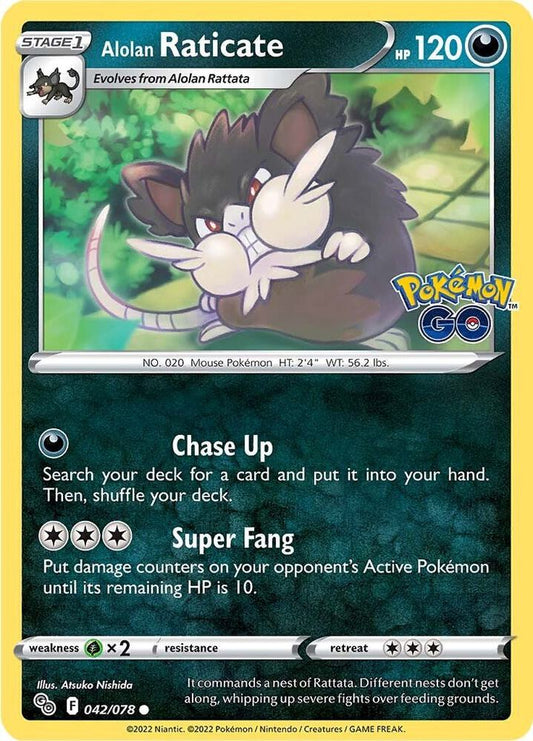 Alolan Raticate 042/078 Common Pokemon GO Pokémon card