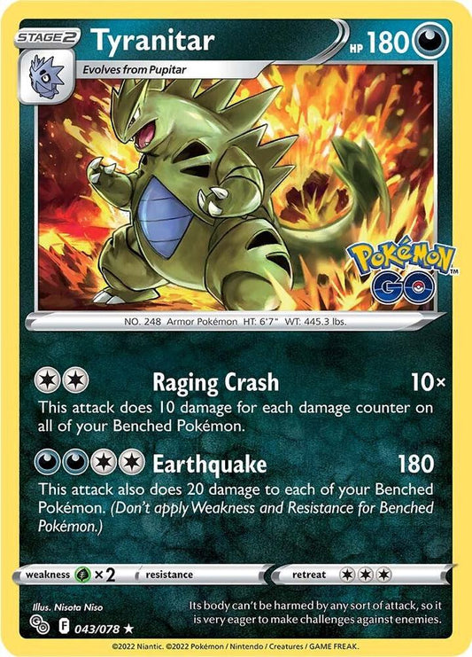 Tyranitar 043/078 Holo Rare Pokemon GO Pokémon card