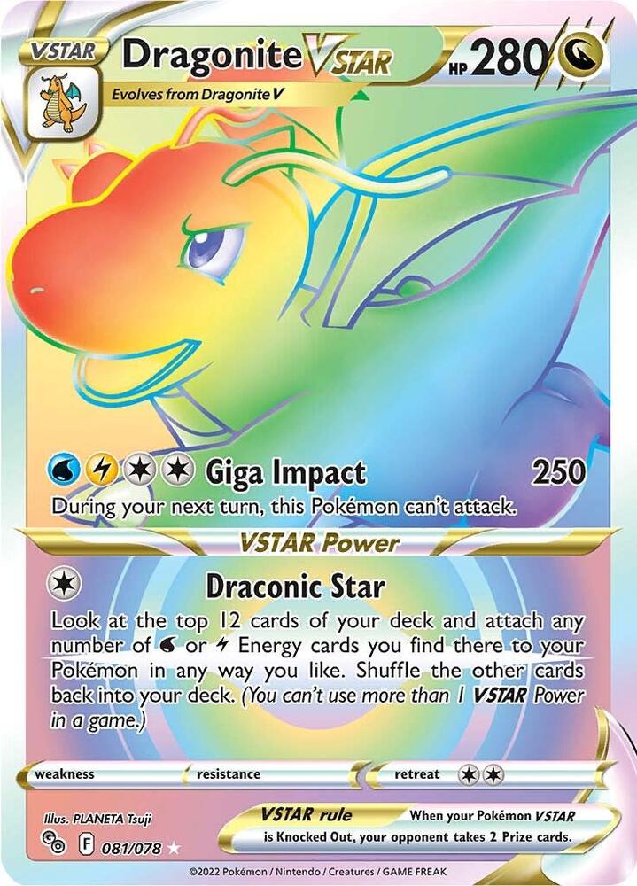 Dragonite VSTAR (Secret) 081/078 Secret Rare Pokemon GO Pokémon card