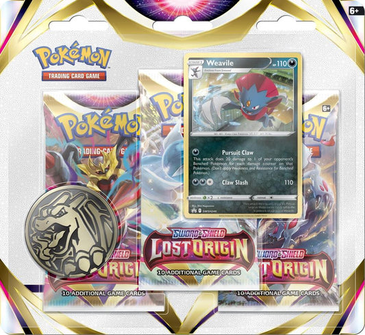 Lost Origin 3 Pack Blister [Weavile] Pokémon card