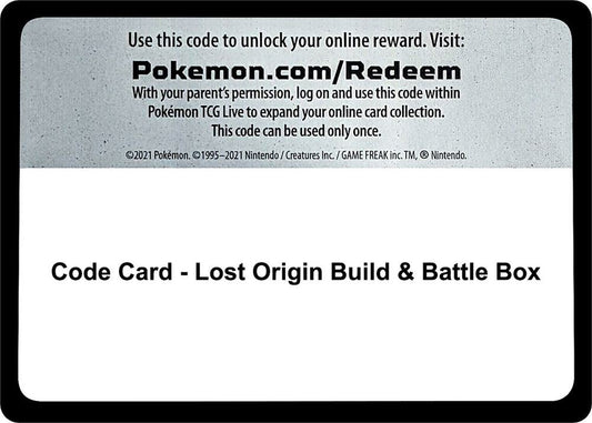 Code Card - Lost Origin Build & Battle Box - Code Card SWSH11: Lost Origin