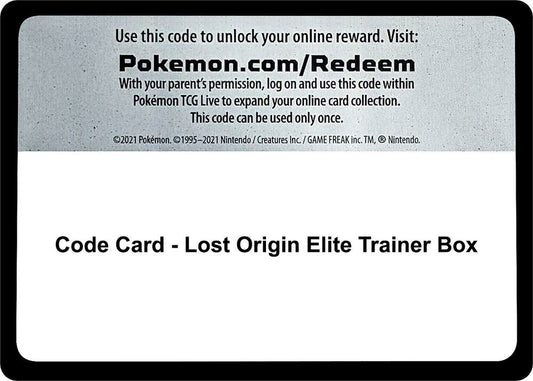 Code Card - Lost Origin Elite Trainer Box - Code Card SWSH11: Lost Origin