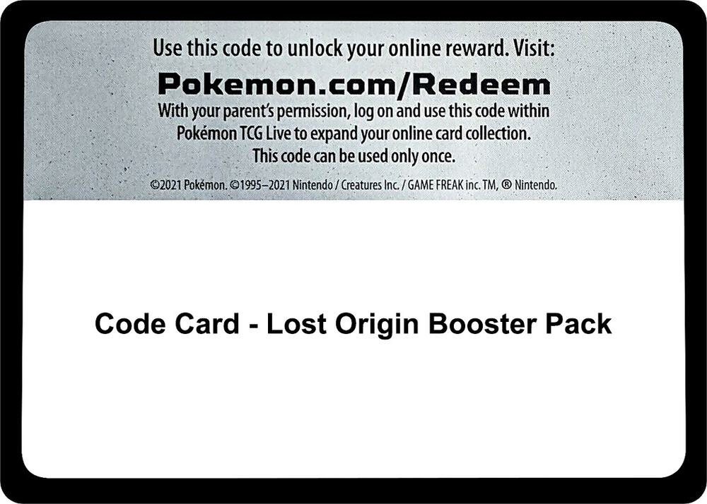 Code Card - Lost Origin Booster Pack - Code Card SWSH11: Lost Origin