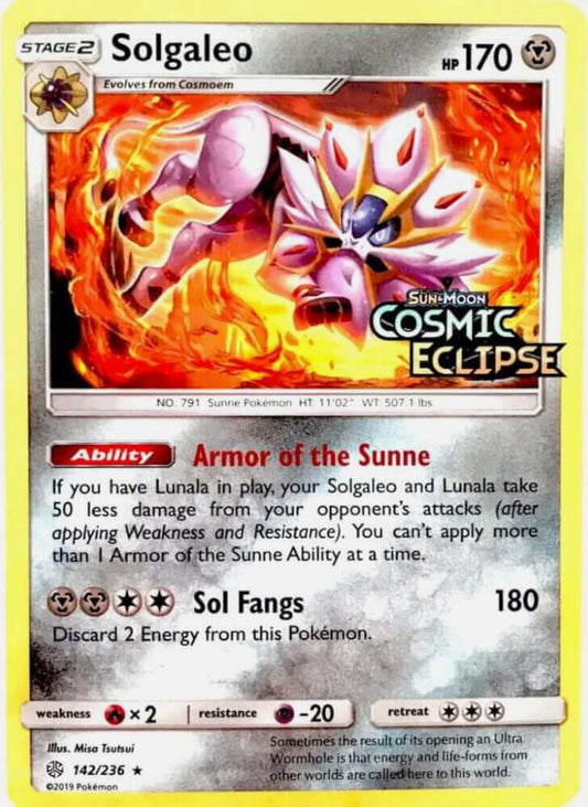 Solgaleo - 142/236 (Cosmic Eclipse Stamped) 142/236 Promo Miscellaneous Cards & Products Pokémon card