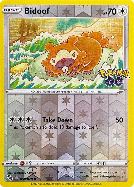 Bidoof (Peelable Ditto) 059/078 Common Pokemon GO Pokémon card