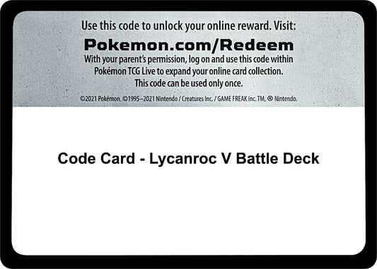 Code Card - Lycanroc V Battle Deck Code Card Miscellaneous Cards & Products Pokémon card