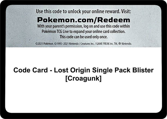 Code Card - Lost Origin Single Pack Blister [Croagunk] - Code Card SWSH11: Lost Origin