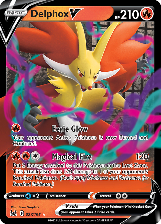 Delphox V 027/196 Rare Holo V Lost Origin