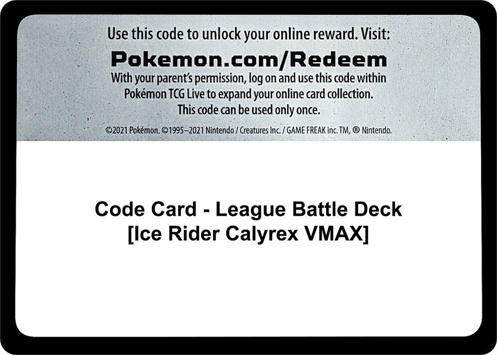 Code Card - League Battle Deck [Ice Rider Calyrex VMAX] Code Card Miscellaneous Cards & Products Pokémon card