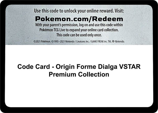 Code Card - Origin Forme Dialga VSTAR Premium Collection Code Card Lost Origin Pokémon card