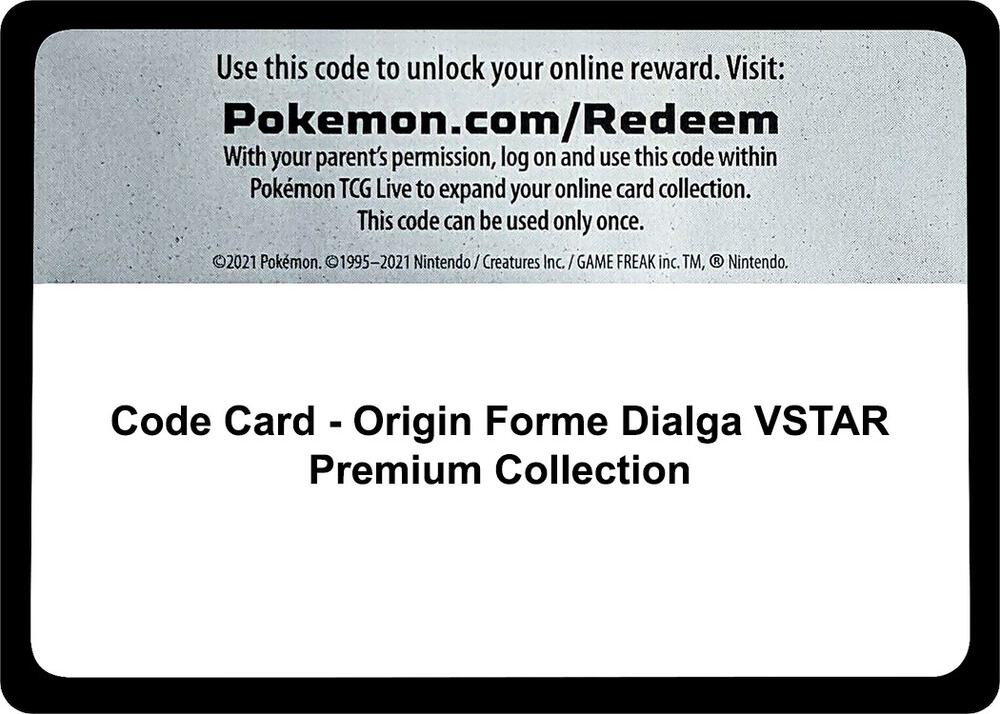 Code Card - Origin Forme Dialga VSTAR Premium Collection Code Card Lost Origin Pokémon card