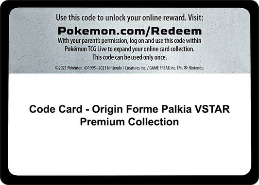 Code Card - Origin Forme Palkia VSTAR Premium Collection Code Card Lost Origin Pokémon card