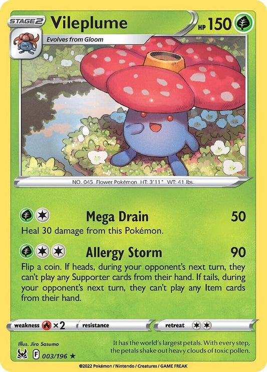 Vileplume 003/196 Holo Rare Lost Origin Pokémon card