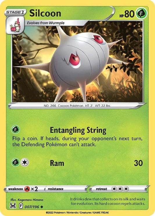 Silcoon 007/196 Uncommon Lost Origin Pokémon card