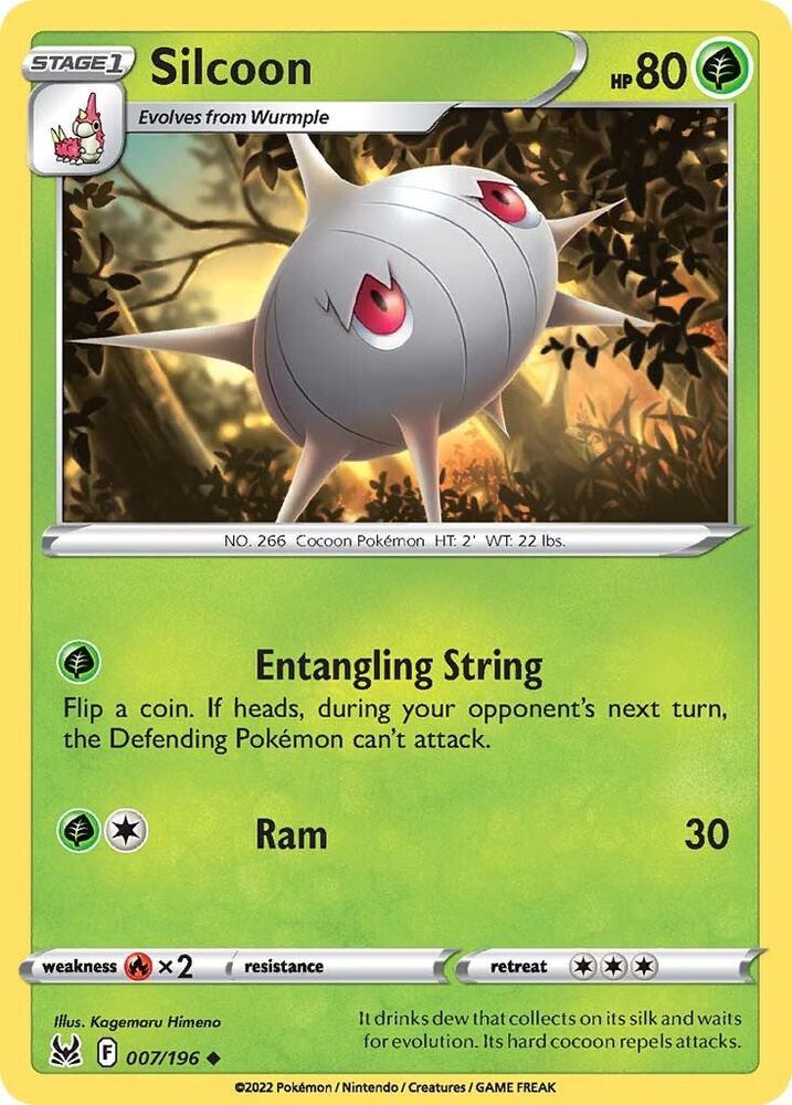 Silcoon 007/196 Uncommon Lost Origin Pokémon card