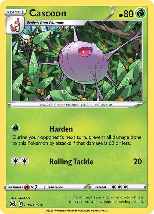 Cascoon 009/196 Uncommon Lost Origin Pokémon card