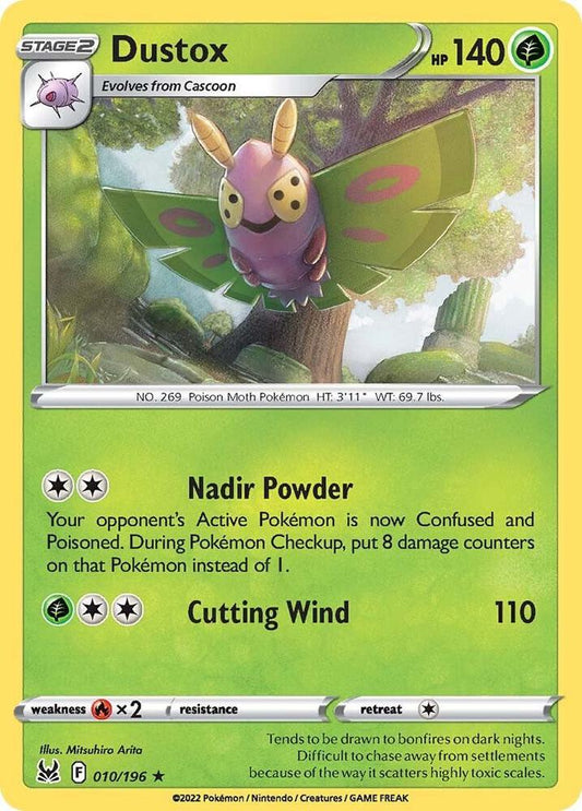 Dustox 010/196 Rare Lost Origin Pokémon card