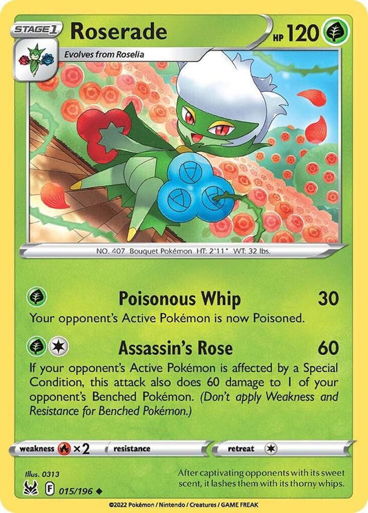 Roserade 015/196 Uncommon Lost Origin Pokémon card