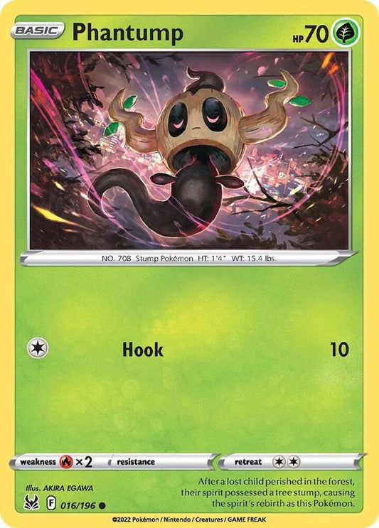 Phantump 016/196 Common Lost Origin Pokémon card