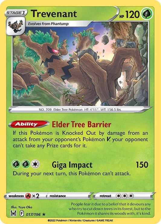 Trevenant 017/196 Holo Rare Lost Origin Pokémon card