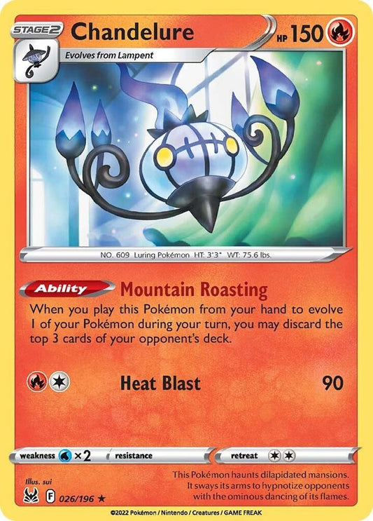Chandelure 026/196 Holo Rare Lost Origin Pokémon card