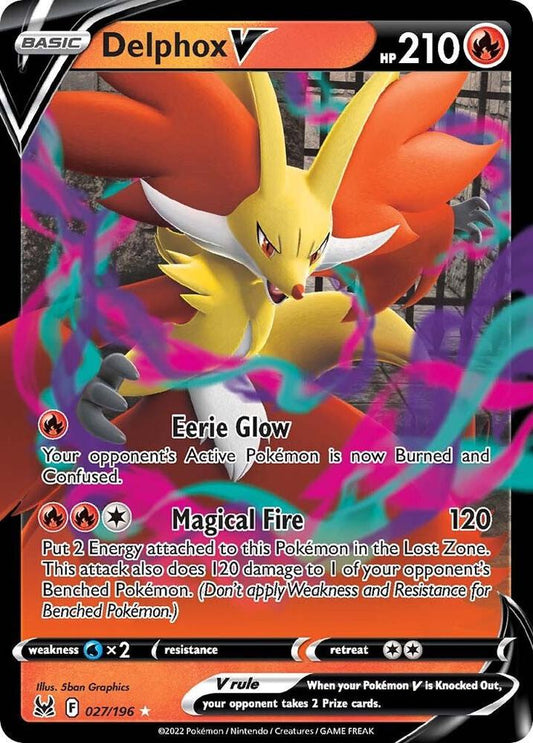 Delphox V 027/196 Ultra Rare Lost Origin Pokémon card