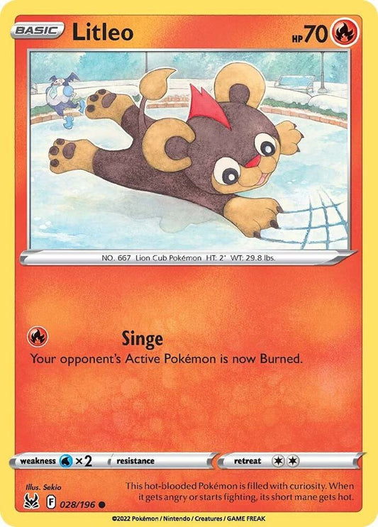 Litleo 028/196 Common Lost Origin Pokémon card