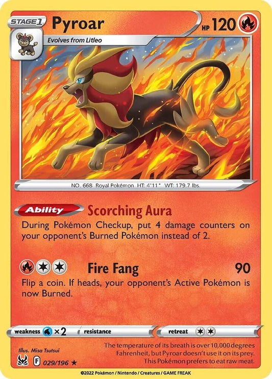 Pyroar 029/196 Holo Rare Lost Origin Pokémon card
