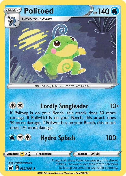 Politoed 032/196 Rare Lost Origin Pokémon card