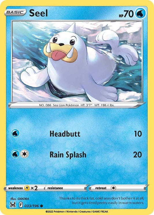 Seel 033/196 Common Lost Origin Pokémon card