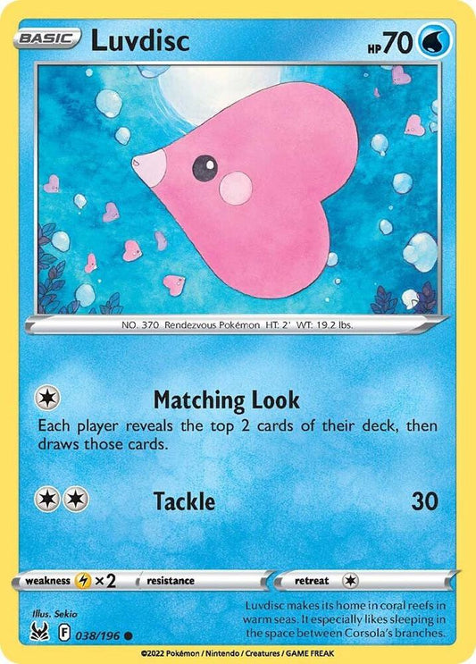 Luvdisc 038/196 Common Lost Origin Pokémon card