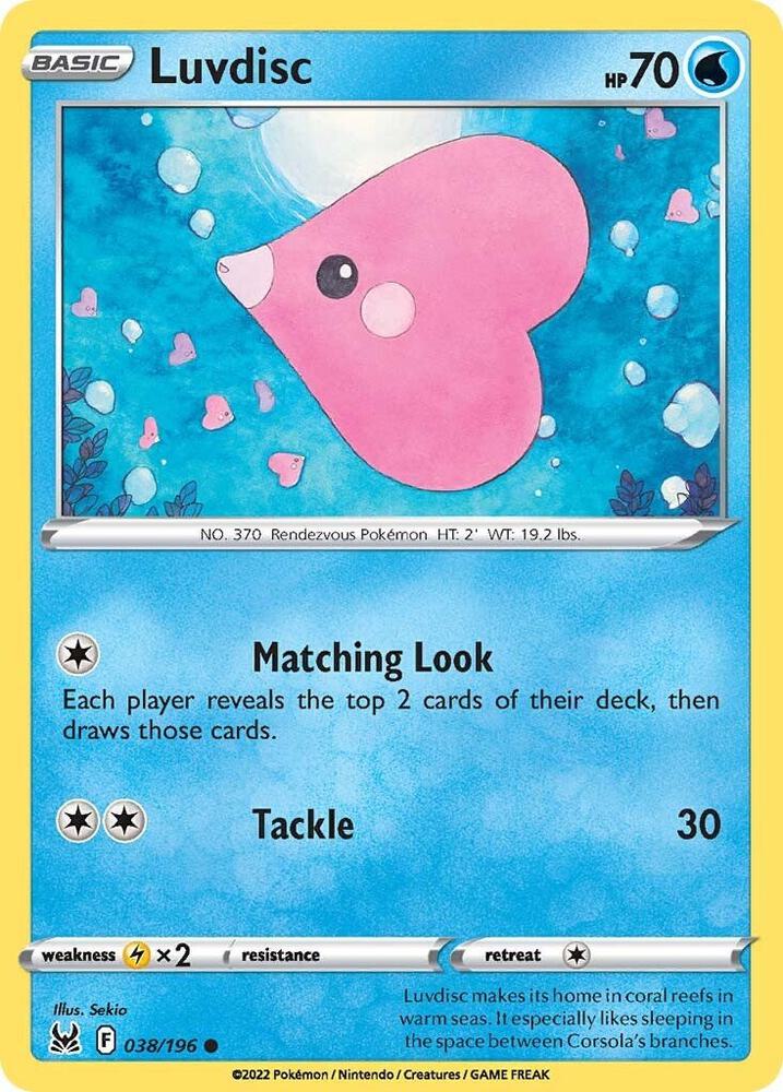 Luvdisc 038/196 Common Lost Origin Pokémon card
