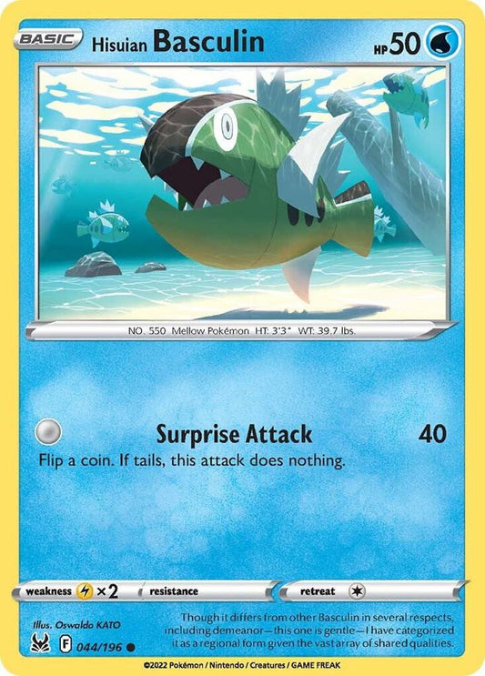 Hisuian Basculin 044/196 Common Lost Origin Pokémon card